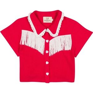 Fashion Brand Company by Penelope Gazin Valentine Linen Fringe Blouse (L) ❤️
